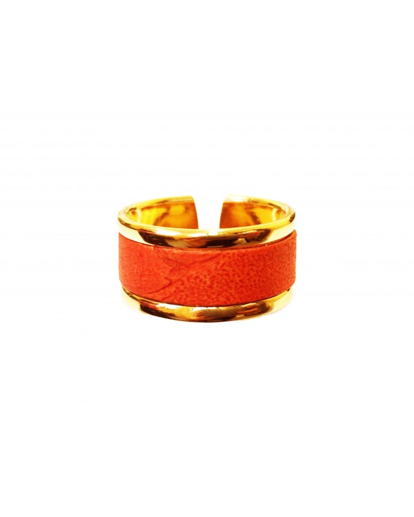 Bague en laiton doré - couleur orange vitaminé