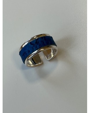 Bague en Laiton couleur Argenté - bleu nuit