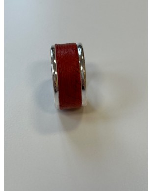 Bague en Laiton couleur Argenté - Rouge foncé