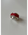 Bague en laiton argenté - couleur rouge