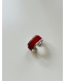 Bague en laiton argenté - couleur rouge