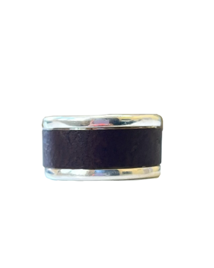 Bague en laiton argenté - couleur marron foncé