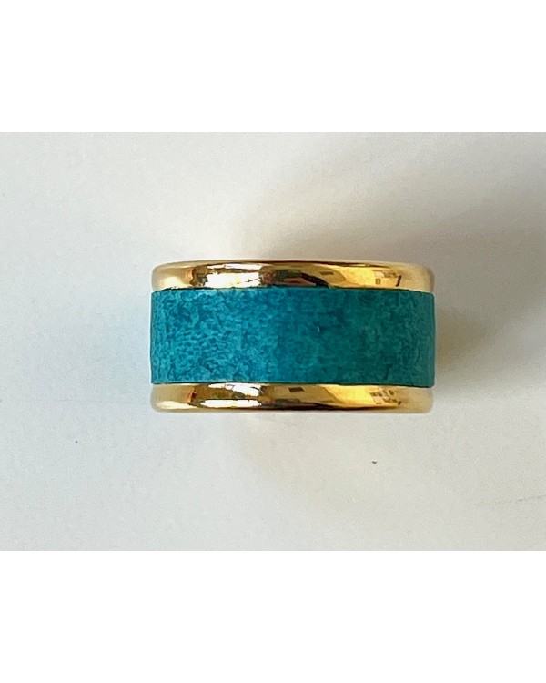 Bague en Laiton doré - couleur turquoise