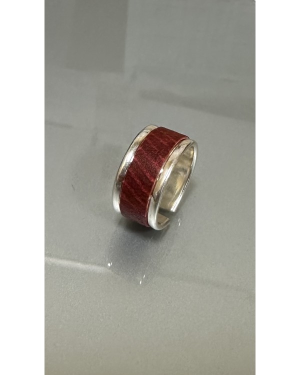 Bague en laiton argenté - couleur brique