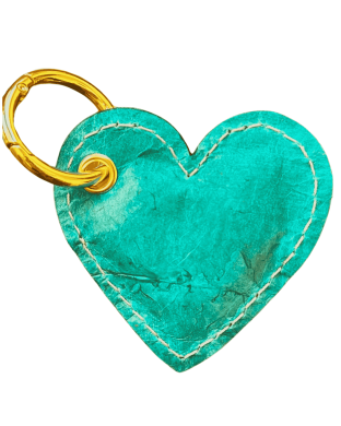 Porte-clés cœur - turquoise