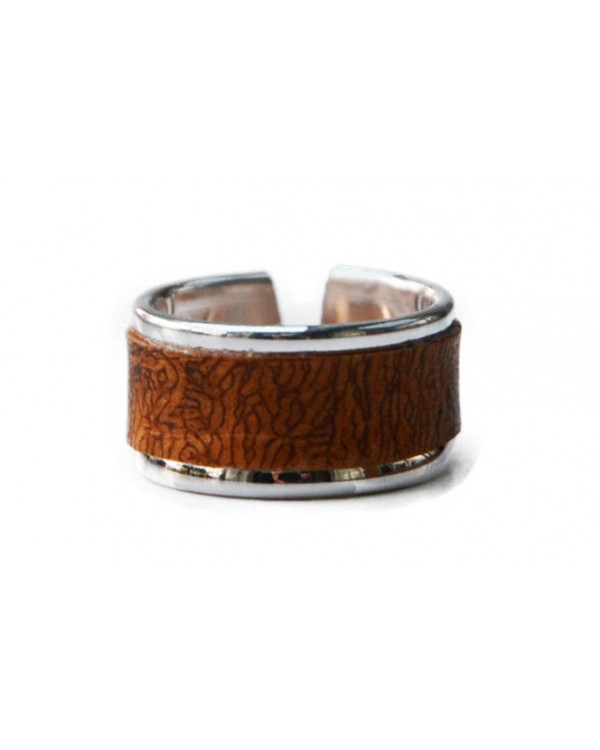 Bague en laiton argenté - couleur caramel