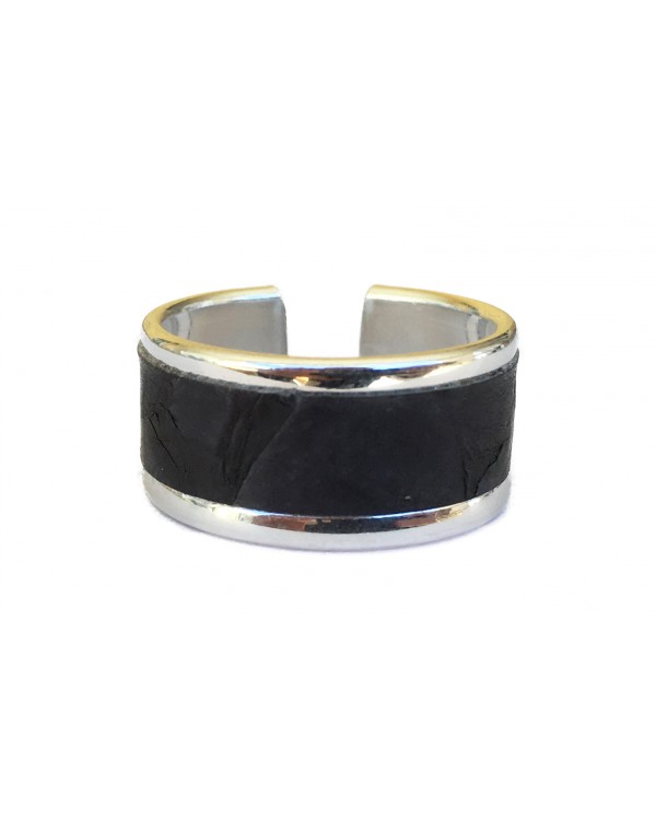 Bague en laiton argenté - couleur noire