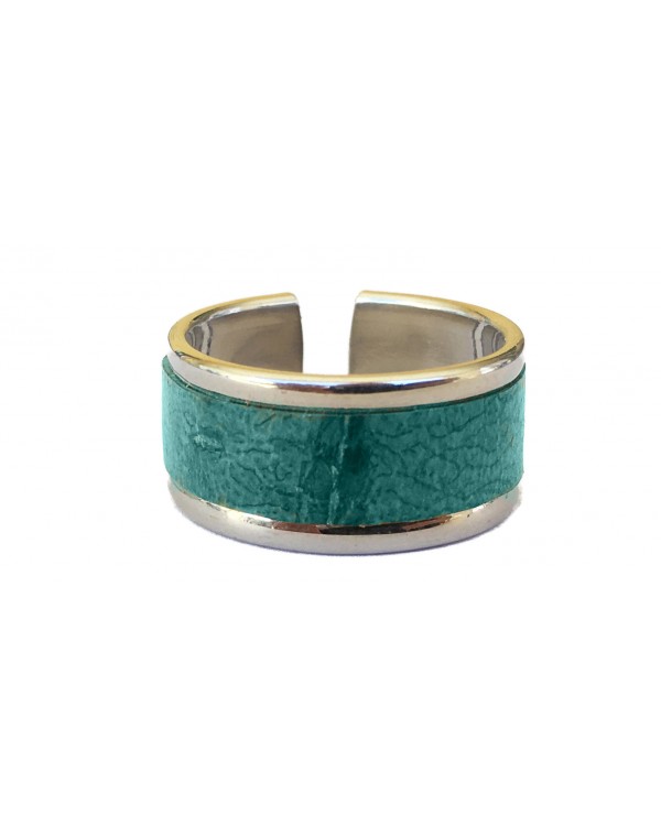 Bague en laiton argenté - couleur turquoise