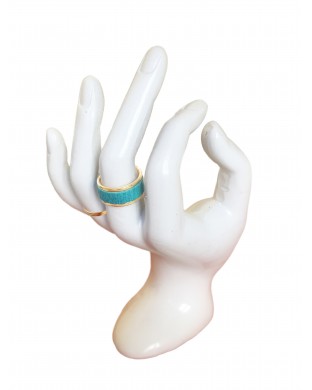 Bague en laiton doré - couleur turquoise