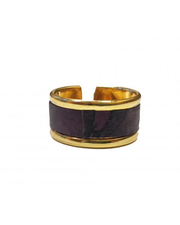 Bague en laiton doré - couleur mauve