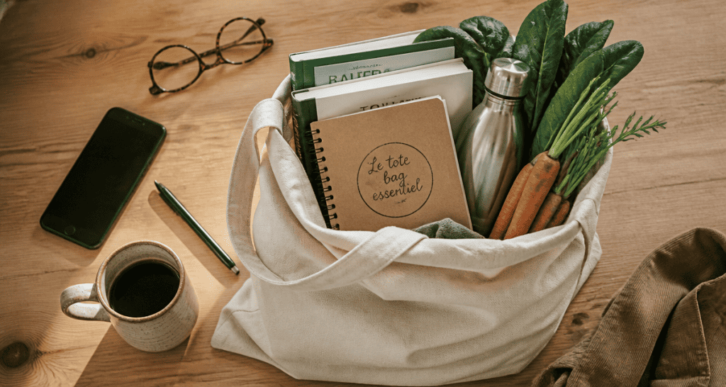 qu est ce qu un tote bag en coton debordant sur bureau