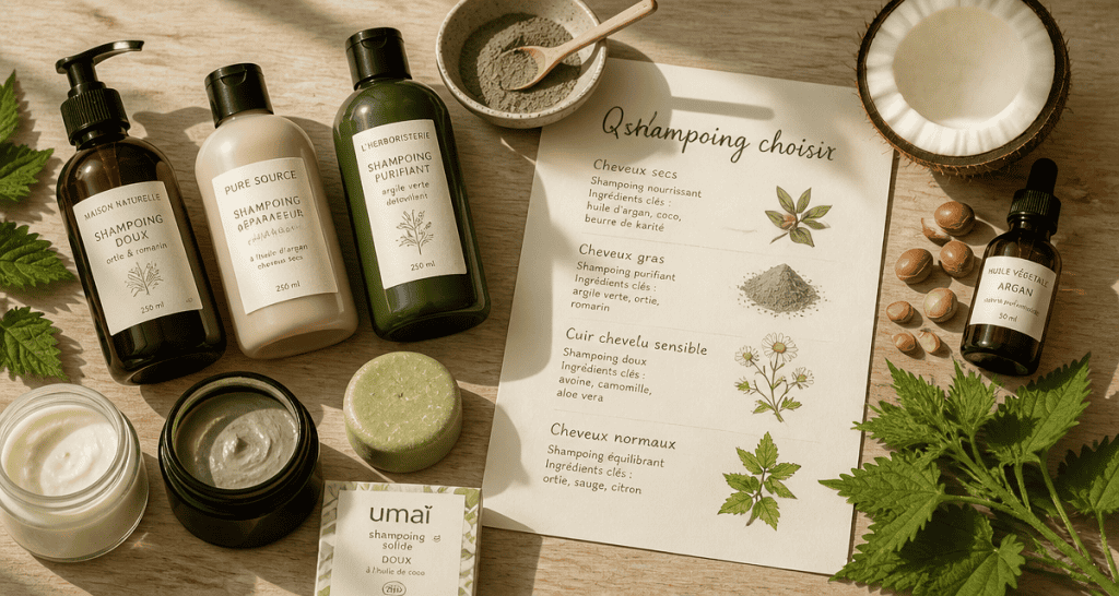 quel shampoing choisir, flacons, ingrédients naturels