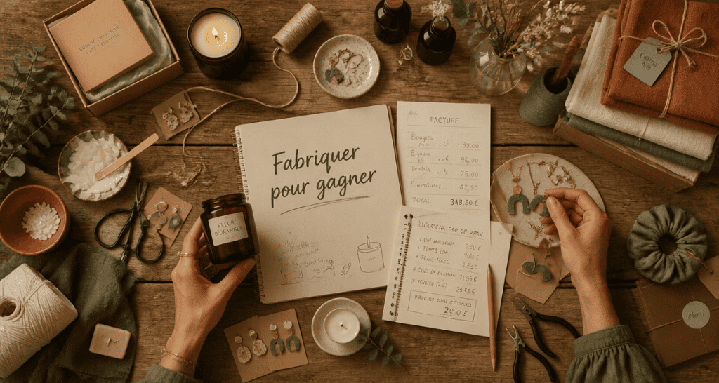 Quoi fabriquer pour gagner de l'argent, objets artisanaux sur table
