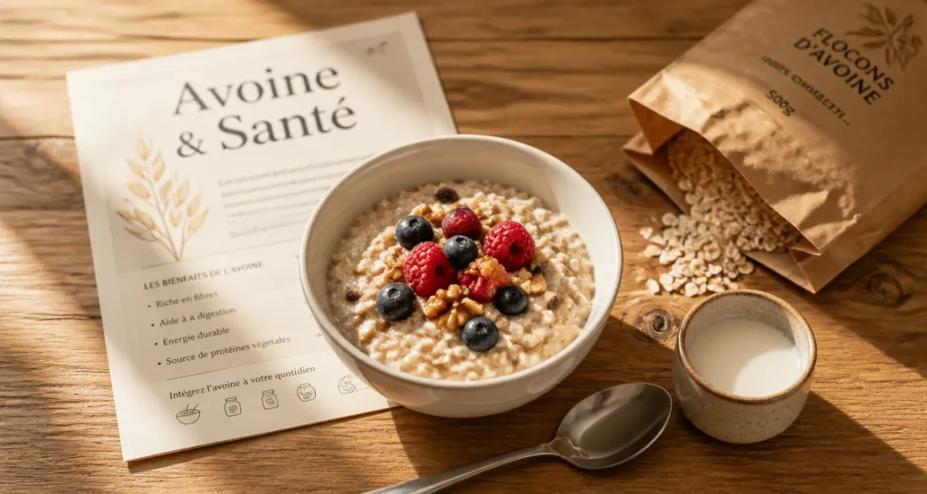 Bienfaits de l avoine : bol de porridge aux flocons