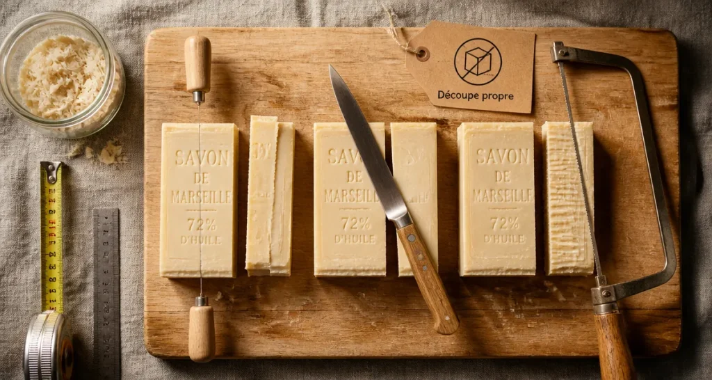 Couper un savon : trois méthodes sans miettes, sur planche à découper