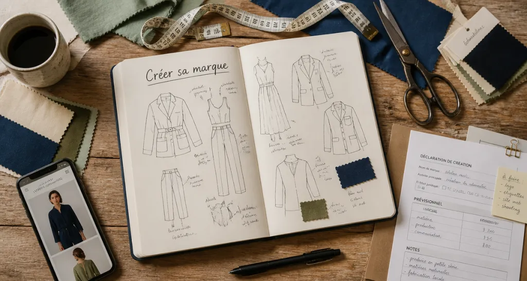 Créer sa marque de vetement croquis et tissus