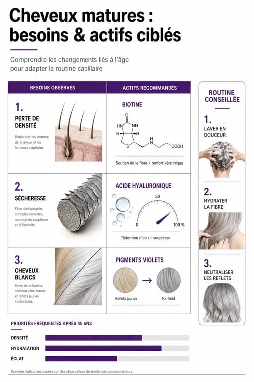 Infographie des ingrédients clés pour le meilleur shampoing pour cheveux matures