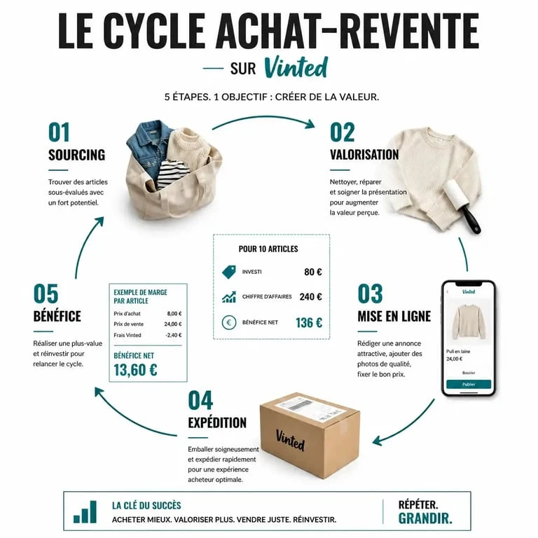 Cycle de l'achat revente sur Vinted pour maximiser ses profits