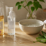 meilleur nettoyant visage sur table de salle de bain