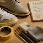 Peindre des chaussures : ruban, pinceaux et vernis pour éviter les craquelures