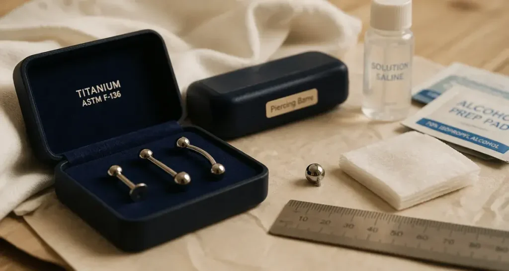 Piercing barre oreille en titane poli 1,2 mm