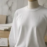 Tee shirt blanc homme manche longue, coupe droite en atelier