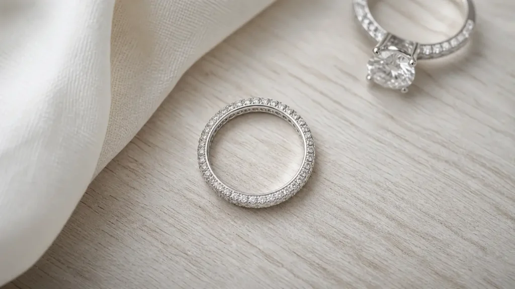 Alliance femme diamant, tour complet, or 18 carats, bague de fiançailles