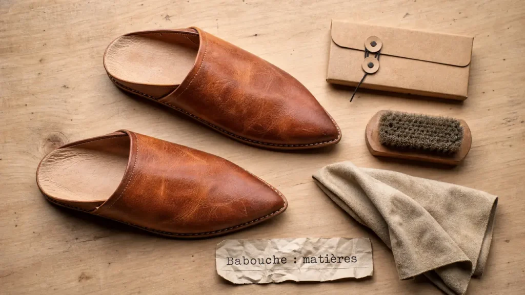 Babouche chaussure en cuir : semelle fine et finitions