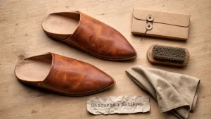 Babouche chaussure en cuir : semelle fine et finitions