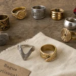 bague africaine or 18k et argent 925, perles