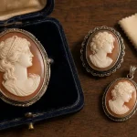 Bijoux en camée : camée en relief sur écrin velours