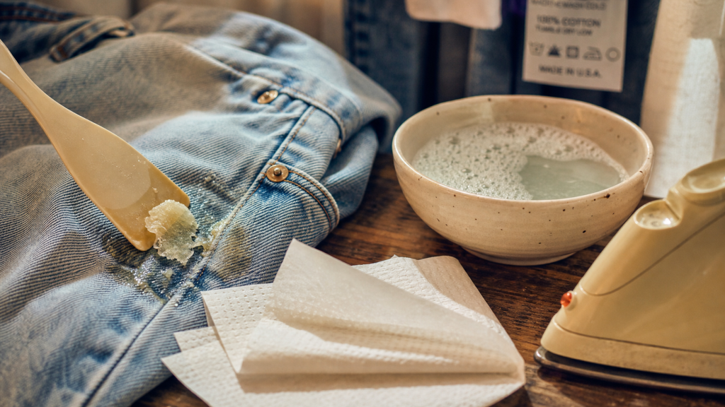 Comment enlever de la cire sur un vêtement : cire incrustée sur jean, papier absorbant et fer tiède