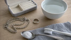 Comment nettoyer bijoux argent avec bicarbonate : chiffons et eau tiède