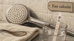 Eau calcaire cheveux : traces blanches et cheveux ternis