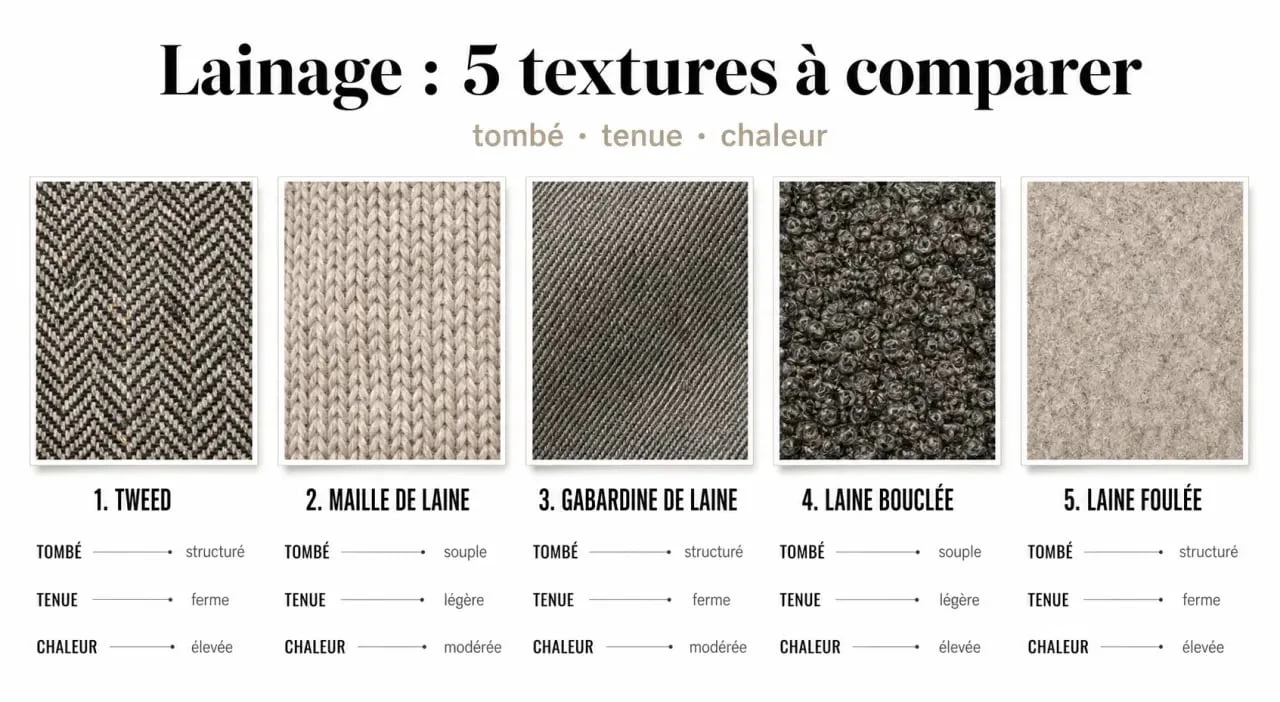 Comparatif de lainage avec différents tissus en laine pour choisir selon le projet