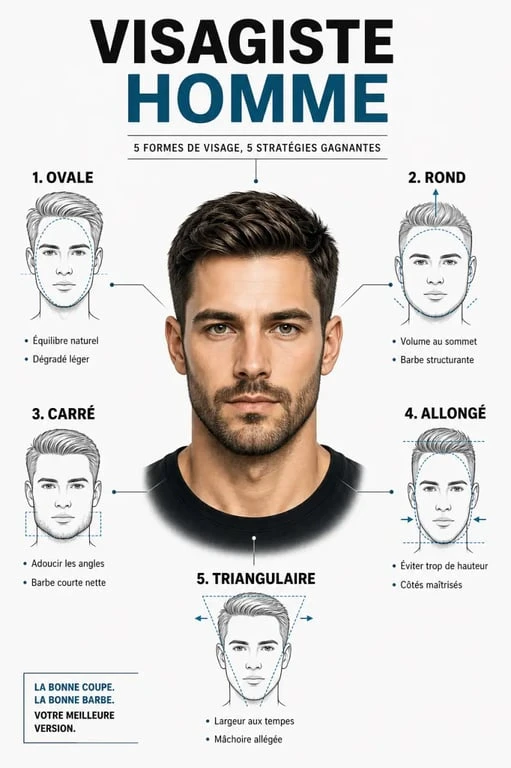 Visagiste homme : formes de visage et coupes adaptées