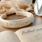 Headband femme satin ivoire et bandeau floral bohème