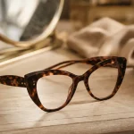 Lunettes papillon femme au style rétro, gros plan sur monture écaille