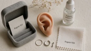 Piercing argent 925 : hélix, tragus, conch, rook sur oreille