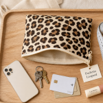 Pochette leopard 21 x 17 cm avec fermeture zip