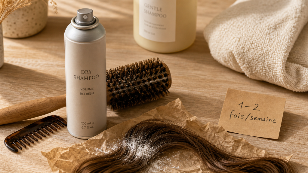 Shampoing sec combien de fois par semaine : 1 à 2 fois