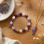 bijou energie : bracelet pierres naturelles améthyste et quartz rose