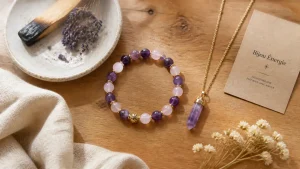 bijou energie : bracelet pierres naturelles améthyste et quartz rose