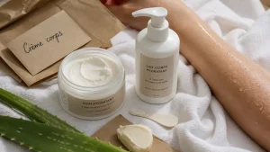 Crème corps sans film gras, application sur peau humide après douche