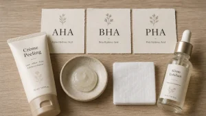 Crème peeling visage AHA BHA PHA, texture et peau plus lisse