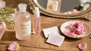 Eau de rose bienfait sur peau, cheveux et yeux