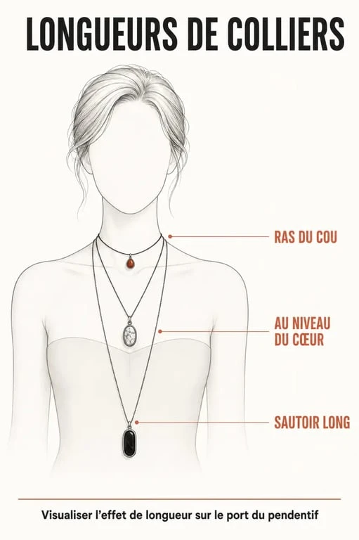 Guide visuel des longueurs de chaîne pour pendentifs pierres naturelles