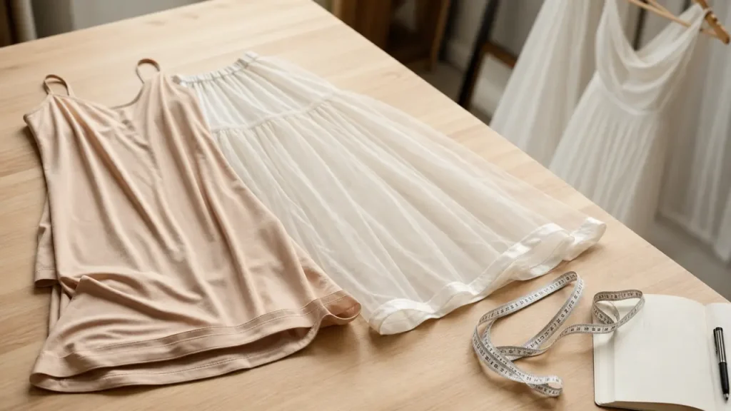Fond de robe en microfibre nude pour éviter la transparence