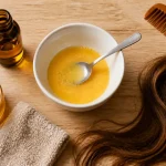 Oeuf pour les cheveux : jaune d’œuf et rinçage