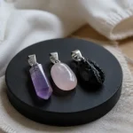 Pendentifs pierres naturelles : améthyste, quartz rose et obsidienne